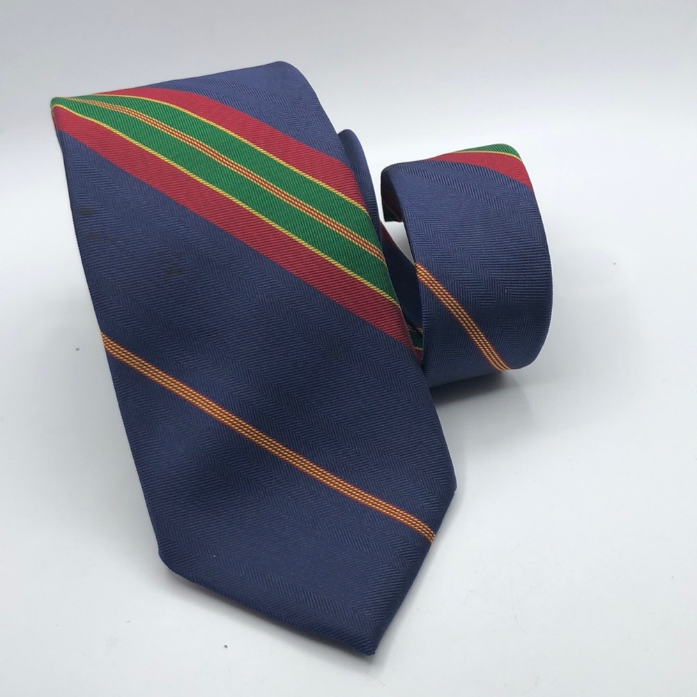 HARBOUR CLUB 100% Italian Silk Slim Tie. Diagonal Stripes. Bar Code Pattern. EC